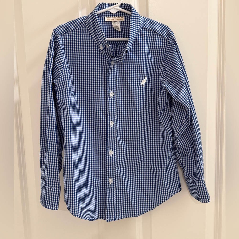 The Beaufort Bonnet Company - Gingham Dean’s List Dress Shirt - Boys Size 7